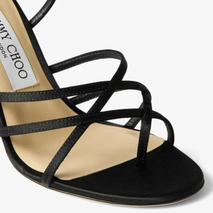 Strappy Black Satin Sandal