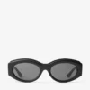 Sue Matte Black Oval Sunglasses