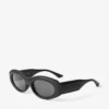 Sue Matte Black Oval Sunglasses
