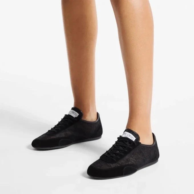 Sunny F Black Leather Mix and Jimmy Choo Lace Low Top Trainers