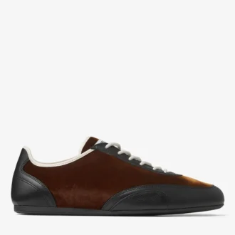 Sunny M Bronze Mix Leather and Velvet Low Top Trainers