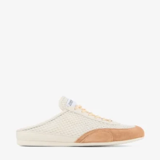Sunny Mule F Latte and Toffee Leather Mix and Diamond Mesh Low Top Trainers