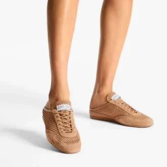 Sunny Mule F Toffee Leather Mix and Diamond Mesh Low Top Trainers