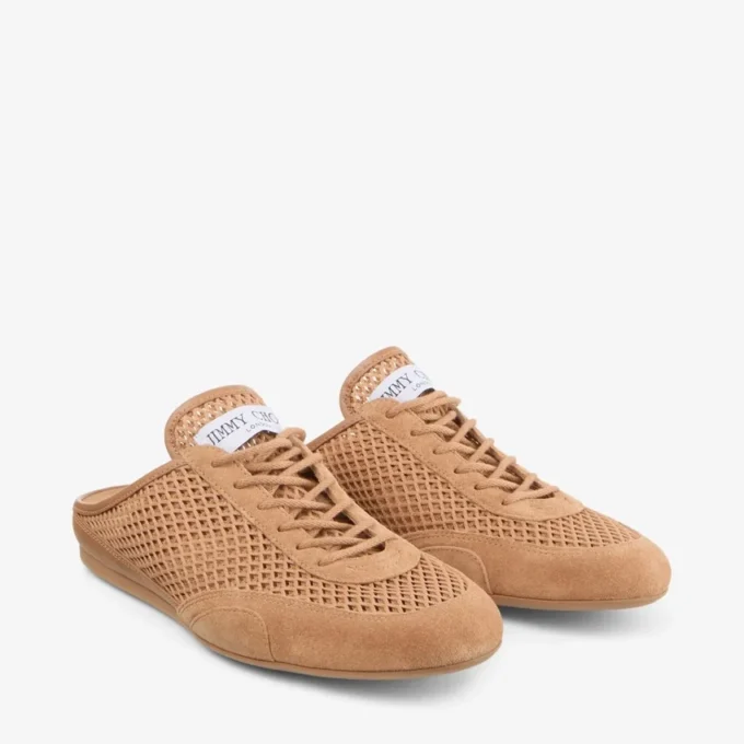 Sunny Mule F Toffee Leather Mix and Diamond Mesh Low Top Trainers