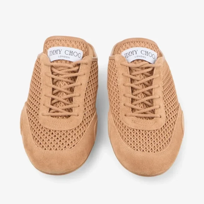 Sunny Mule F Toffee Leather Mix and Diamond Mesh Low Top Trainers