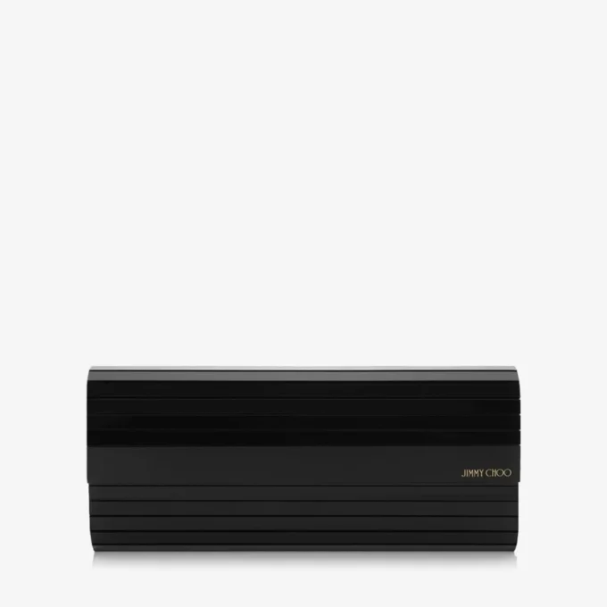 Sweetie Black Acrylic Clutch Bag with Gold Chain Strap