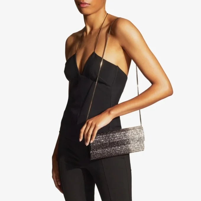 Sweetie Black and Champagne DéGradé Glitter Acrylic Clutch Bag