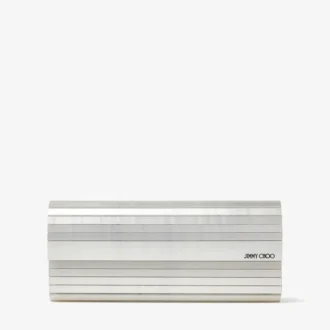 Sweetie Ivory Mother of Pearl Clutch Bag with Silver Chain Strap