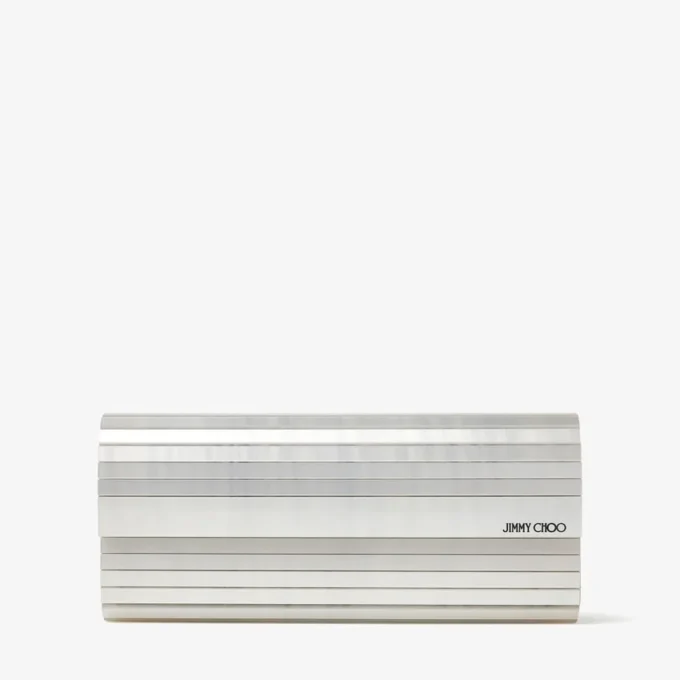 Sweetie Ivory Mother of Pearl Clutch Bag with Silver Chain Strap