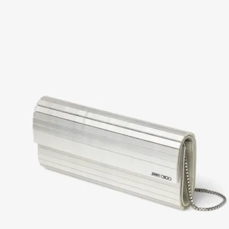 Sweetie Ivory Mother of Pearl Clutch Bag with Silver Chain Strap
