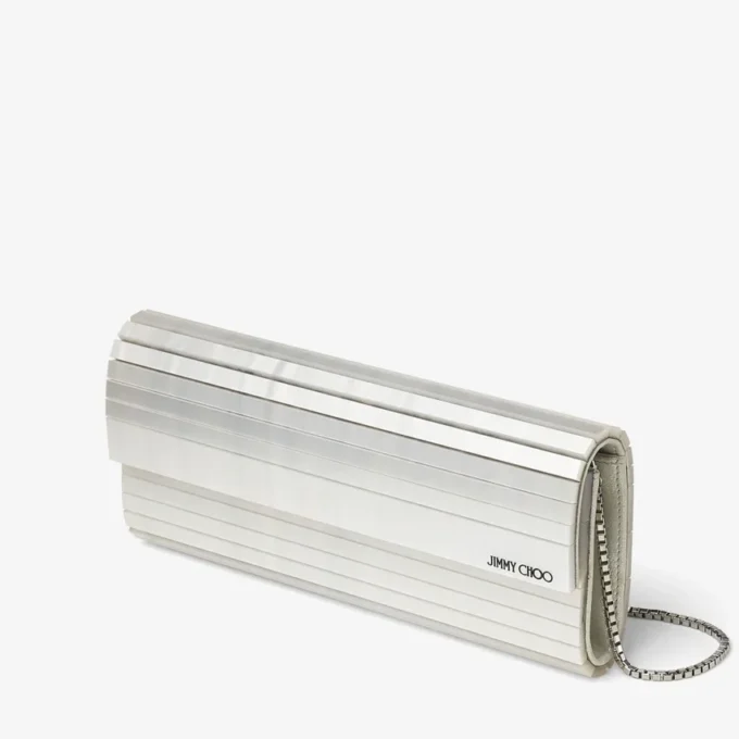 Sweetie Ivory Mother of Pearl Clutch Bag with Silver Chain Strap