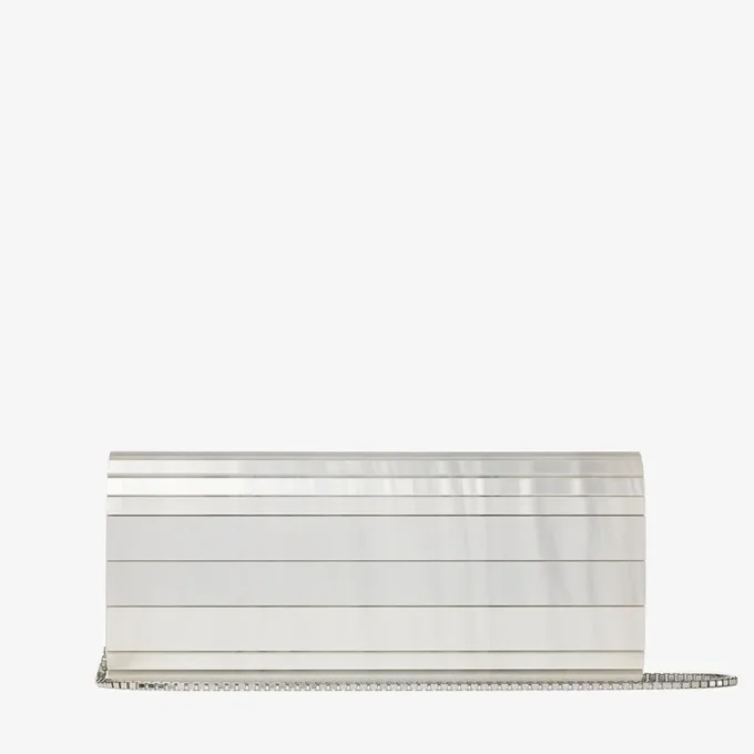 Sweetie Ivory Mother of Pearl Clutch Bag with Silver Chain Strap
