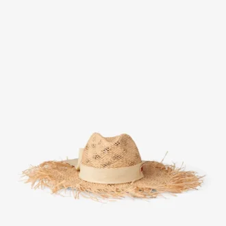 Thalia Small Natural Raffia Hat with Ribbon Bow