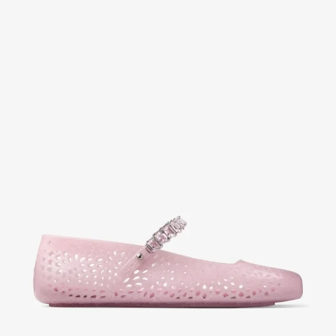 The Jelly Cotton Candy Jelly Ballerina Flats with Crystal Embellishment
