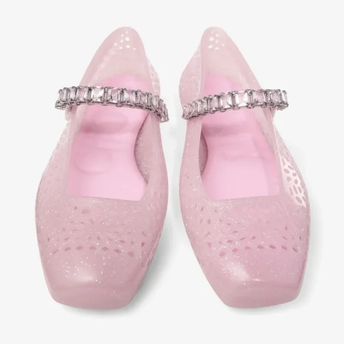The Jelly Cotton Candy Jelly Ballerina Flats with Crystal Embellishment