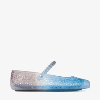 The Jelly Denim Degradé Jelly Ballerina Flats with Crystal Embellishment