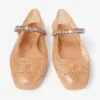 The Jelly Light Toffee Jelly Ballerina Flats with Crystal Embellishment