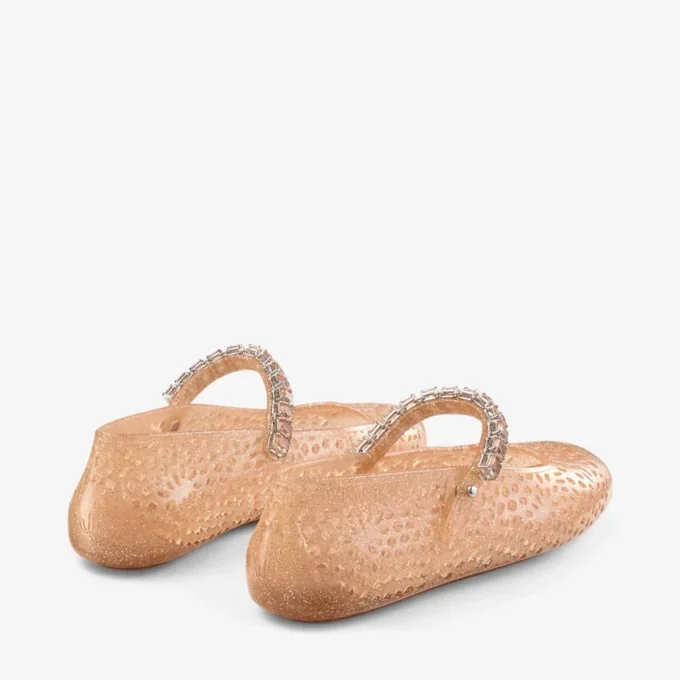 The Jelly Light Toffee Jelly Ballerina Flats with Crystal Embellishment