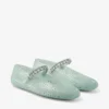 The Jelly Light Verde Jelly Ballerina Flats with Crystal Embellishment