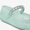 The Jelly Light Verde Jelly Ballerina Flats with Crystal Embellishment