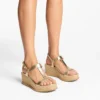 Theia Wedge 60 Gold Metallic Leather Wedge Sandals