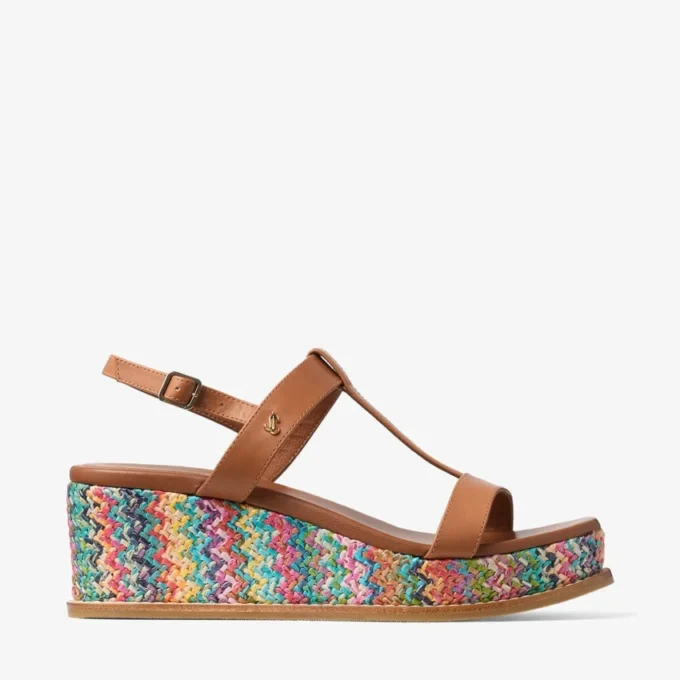 Theia Wedge 60 Multi Chevron Raffia Sandal Wedges