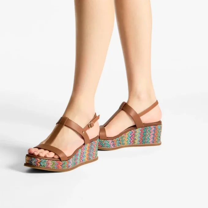 Theia Wedge 60 Multi Chevron Raffia Sandal Wedges