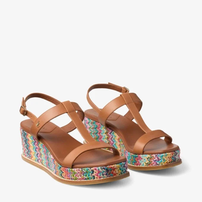 Theia Wedge 60 Multi Chevron Raffia Sandal Wedges