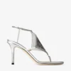 Thong Metallic Nappa Leather Sandal with Metal Mesh