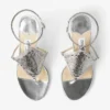 Thong Metallic Nappa Leather Sandal with Metal Mesh