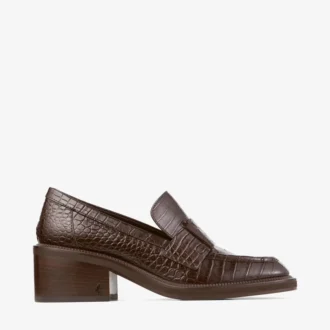 Tylor 60 Chocolate Croc Embossed Leather Loafers