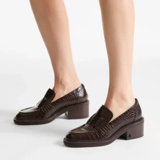 Tylor 60 Chocolate Croc Embossed Leather Loafers