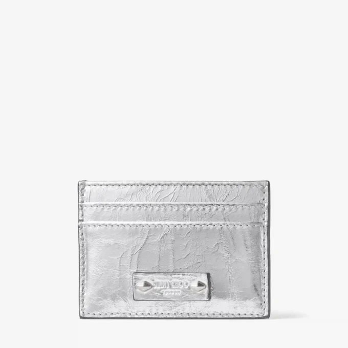 Umika Silver Vintage Metallic Leather Card Holder