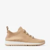 Veles Chai Cashmere Melange Knit Trainers with Pearl Buttons