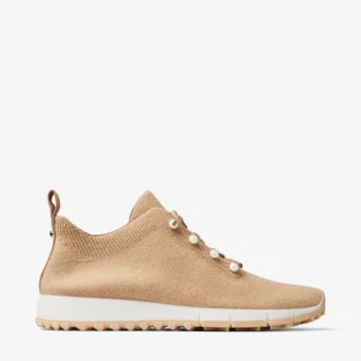 Veles Chai Cashmere Melange Knit Trainers with Pearl Buttons