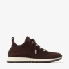 Veles Chocolate Cashmere Melange Knit Trainers with Pearl Buttons