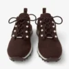 Veles Chocolate Cashmere Melange Knit Trainers with Pearl Buttons