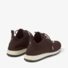 Veles Chocolate Cashmere Melange Knit Trainers with Pearl Buttons