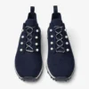 Veles Marine Cashmere Melange Knit Trainers with Pearl Buttons