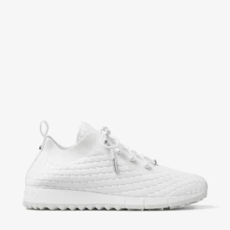 Veles White Textured Knit Trainers