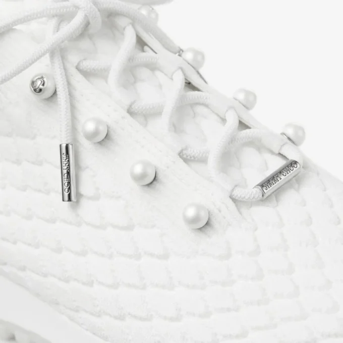 Veles White Textured Knit Trainers