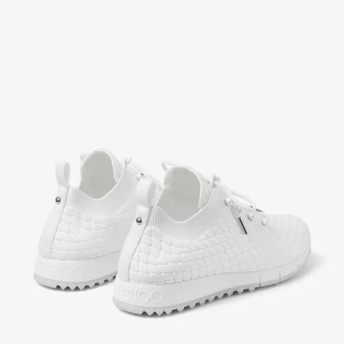 Veles White Textured Knit Trainers