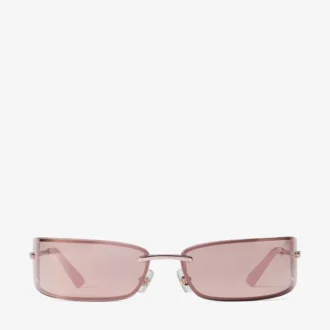 Verse Pale Gold and Pink Rectangular Metal Sunglasses