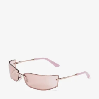 Verse Pale Gold and Pink Rectangular Metal Sunglasses