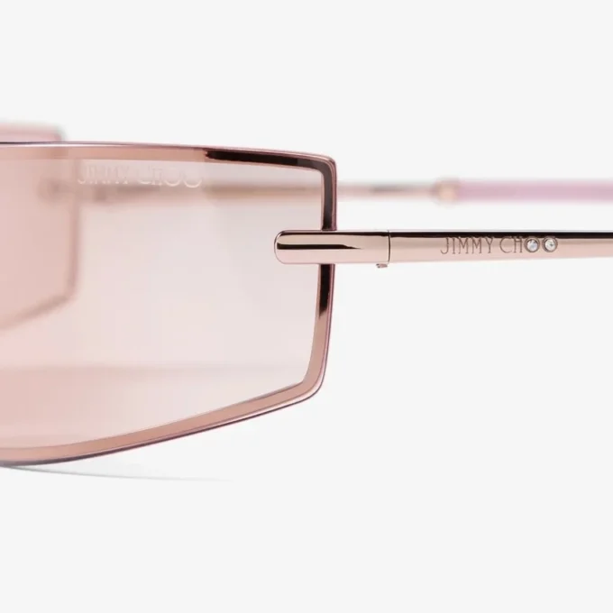Verse Pale Gold and Pink Rectangular Metal Sunglasses