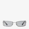 Verse Silver and Grey Rectangular Metal Sunglasses