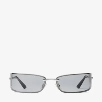 Verse Silver and Grey Rectangular Metal Sunglasses