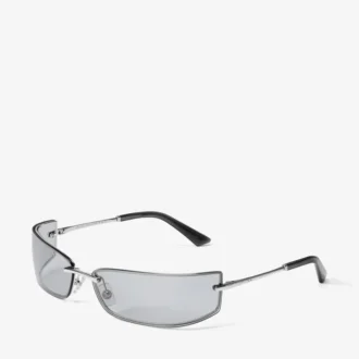 Verse Silver and Grey Rectangular Metal Sunglasses