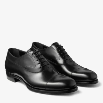 Vine Lace Up Black Smooth Calf Leather Lace up Shoes