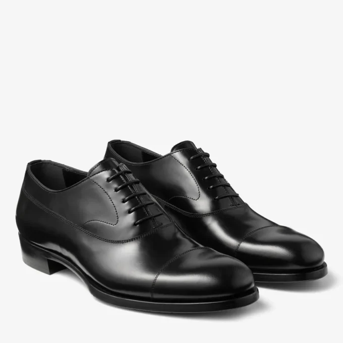 Vine Lace Up Black Smooth Calf Leather Lace up Shoes